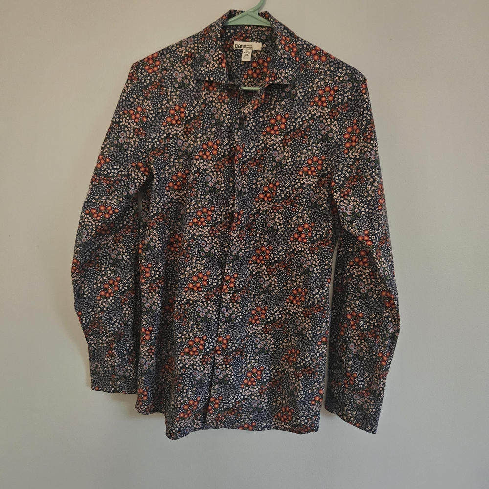 Bar III Men's Navy Floral Button Down Shirt